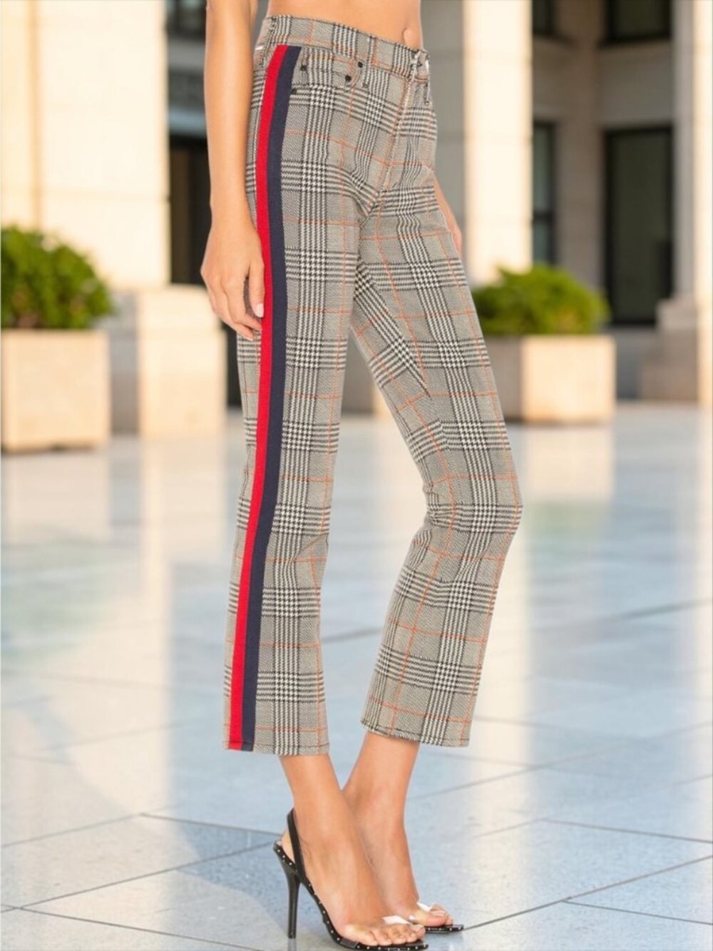 Mother The Insider Ankle Pant 28 Plaid Happy People Read and Drink Coffee